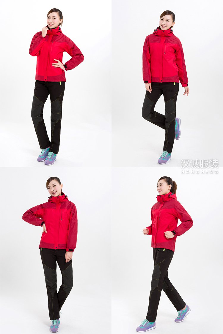 全能型女款红色户外运动冲锋衣系列3