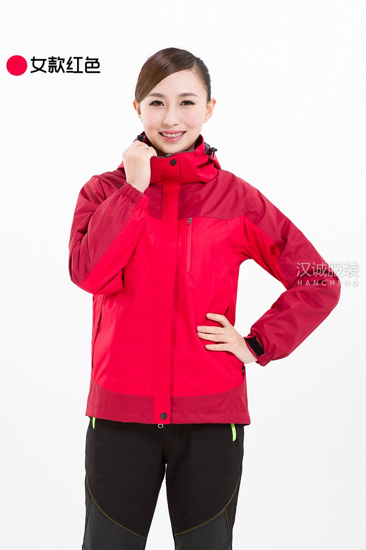 全能型女款红色户外运动冲锋衣系列